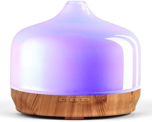 Porseme 500ml Glass Essential Oil Diffuser Aromatherapy Ultrasonic Cool Mist Humidifier 15-21 Running Hours Waterless Auto-Off Air Diffusers for Sleeping Yoga Working Spa(White Jade) by Porseme