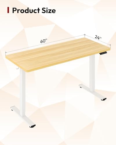 SANODESK One-Piece 1'' Thick Height Adjustable Standing Desk 60''x24'' - Image 2