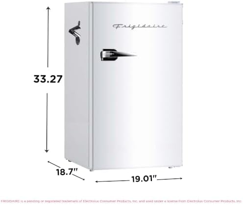 Frigidaire Retro Compact Fridge with Chiller, 3.2 cu ft Countertop Fridge with Built-In Bottle Opener, Compact Refrigerator for Office, Bedroom, Dorm Room or Cabin - 18.7"D x 19.01"W x 33.27"H (White) - Image 5