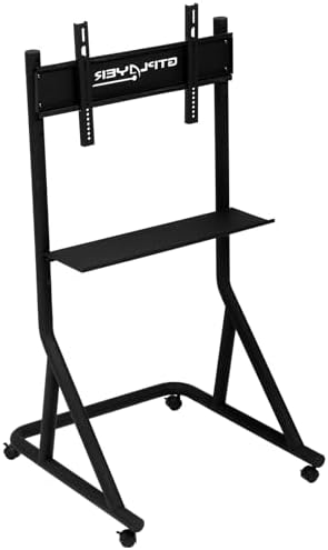 GTPLAYER Monitor Stand Mobile TV Stand with Adjustable Height for 32-65 Inch Display TV Mount Fit for Racing Wheel Stand, Racing Simulator Cockpit, Only Monitor Stand, TV Not Included, Black by GTPLAYER