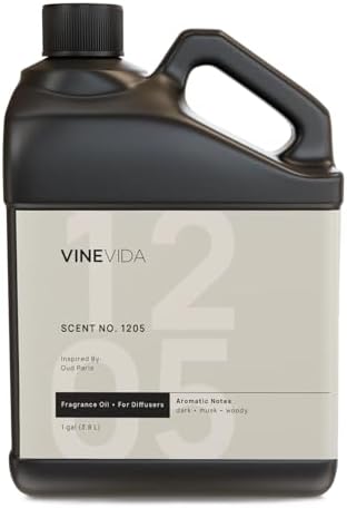 VINEVIDA [128 Fl Oz] Scent NO. 1205 Fragrance Oil for Cold Air Diffusers, Aromatic Notes of Dark Musk Oud Wood, Essential Oils for Diffuser Oil Refill & Air Freshener Room Spray by VINEVIDA