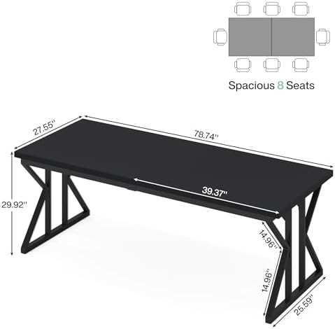 Tribesigns 78.7-Inch Executive Desk, Large Computer Office Desk Workstation, Modern Simple Style Laptop Desk Study Writing Table Business Furniture for Home Office (Black, 78.7 Inch) - Image 2