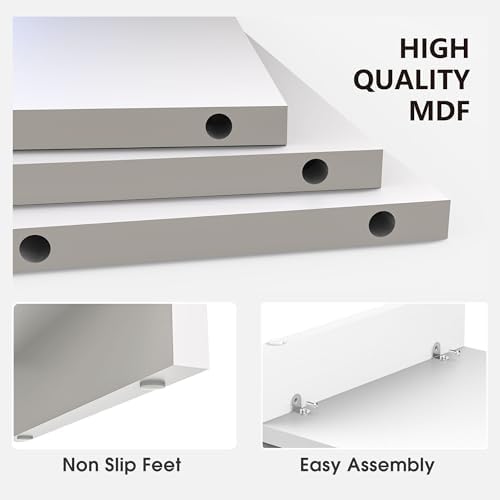 Fenge 31.5 Inch Dual Monitor Stand Riser for Desk, White - Image 3