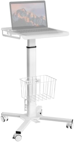 ONKRON Laptop Cart on Wheels, max 17.6 lbs, Portable Workstation, White by ONKRON