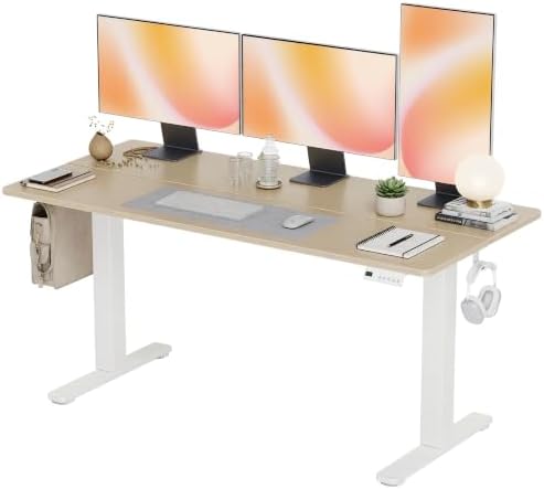 Claiks Electric Height Adjustable Standing Desk, 55x24 Inch, Nature by CLAIKS
