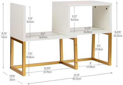 Mind Reader Floating Shelves, Wall-Mounted Office Organizers, Modern MDF Display Storage with Metal Rail, Set of 2, White - Image 3