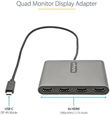 StarTech 50cm USB-C to 4-HDMI Adapter, 4x 1080p 60Hz, USB Powered, TAA - Image 2