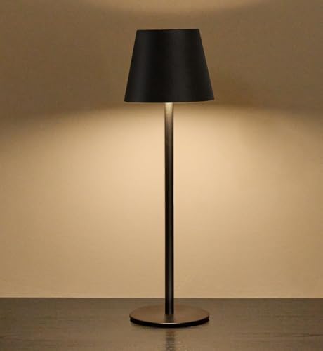 Cordless Table Lamp, Portable Battery Operated Lamp with 3 Color Temps and Stepless Dimming, Rechargeable Table Lamp for Dinner, Desk, Cafe, Outdoor (Black) by Keysays