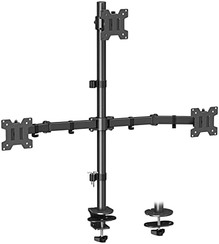 MOUNT PRO Triple Monitor Mount, Monitor Desk Mount for 3 Screens up to 32 inch, 17.6 lbs Each, Fully Adjustable Stacked Computer Stand, Table VESA Mounting, C clamp/Grommet Base by MOUNTPRO