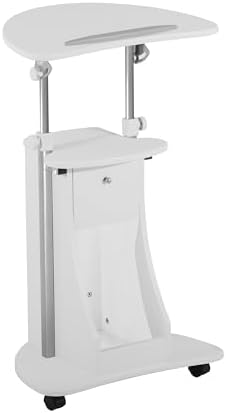 Techni Mobili Adjustable Height Rolling Laptop Cart with Storage, White by TechniMobili