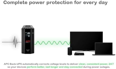 APC 850VA/510W Pro UPS Backup Battery Power Supply for Office Electronics, - Image 3