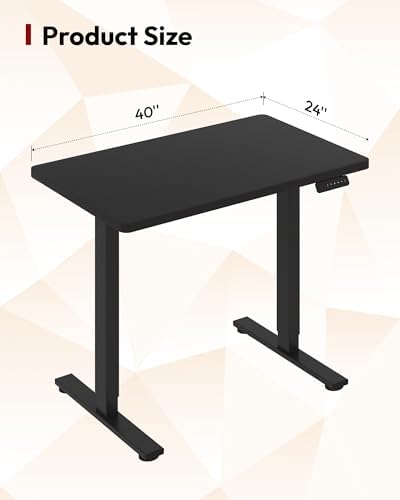 SANODESK One-Piece Electric Height Adjustable Standing Desk 40''x 24'' - Image 3