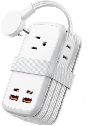 NTONPOWER GAN Ultra 65W USB Charging Station, 7 in 1 Travel Power Strip with 3 Outlets 4 USB (2 USB C), Extension Cord 4ft, Travel Essentials, Cruise Power Strip Compatible with MacBook, iPhone, White by NTONPOWER
