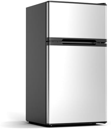 COWSAR 2.45 Cu.Ft Mini Fridge with Freezer for Bedroom, Office, Silver by COWSAR