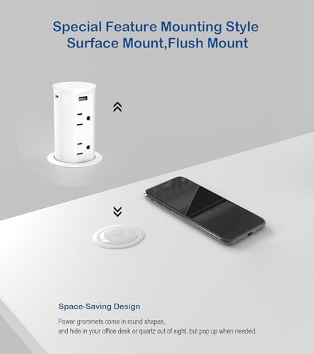 Jgstkcity Pop Up Outlet for Countertop,2.5in Hole,ETL Listed,White - Image 5