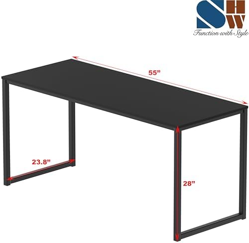 SHW Mission 55-Inch Home Office Computer Desk, Black - Image 3