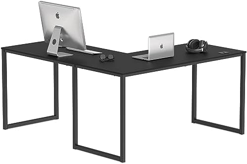 SHW Mission 55 x 60 L-Shape Home Office Computer Desk, Black by SHW