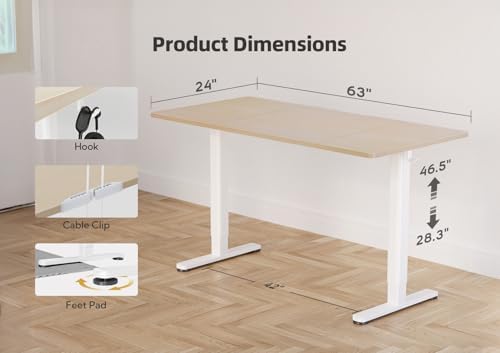 YDN 63 x 24 Inch Nature Electric Standing Desk - Image 3