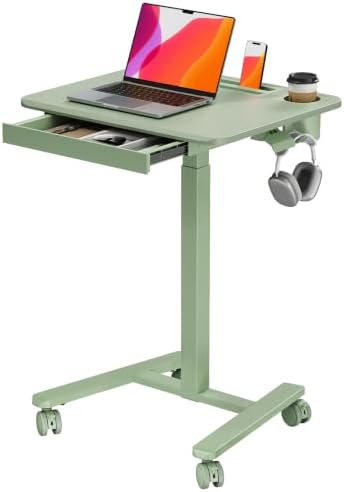 Small Mobile Standing Desk with Drawer, 23.6" x 19.7" Top by JYLHJOYSEEKER