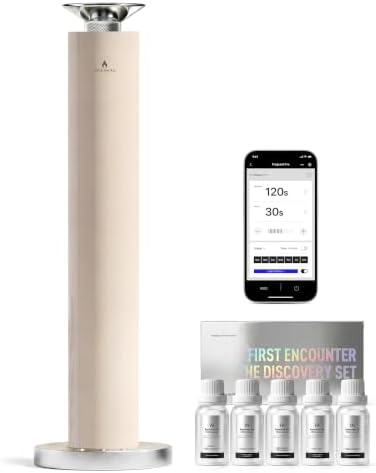 Wireless Rechargeable Hotel Scent Diffuser Kit - 1500 Sq Ft Coverage, Alloy Atomization System,App Control,Waterless Oil Diffuser, Including 5×15ml Essential Oils, for Home,Large Room,Spa, Cream by AROMASOUL