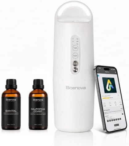 Plug in Waterless Scent Diffuser Starter Kit, Oils Included, Bluetooth Smart Control, Touch Panel Control, Covers1000 sq ft, by Scenova
