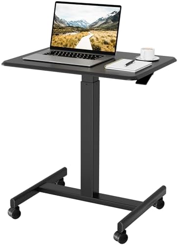 BONTEC Mobile Standing Desk Adjustable Height,Rolling Laptop Cart with Hook by BONTEC