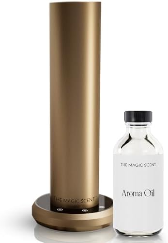 The Magic Scent Bluetooth Diffuser - Smart Ultra-Quiet Cold-Air Waterless Scent Diffuser for Home, Hotel, & Office - Programmable Intensity & Timer - Premium Aroma Oil Included (Gold) by TheMagicScent