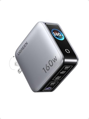 UGREEN Nexode Pro Charger, 160W GaN 5-Port Fast USB C Wall Charger Block, Type-C Charging with Smart Display & Touch Control Compatible for MacBook Pro/Air, iPhone 17/16 Series, iPad, Galaxy by UGREEN