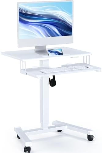 BONTEC Mobile Standing Desk with Keyboard Tray, Mobile Podium on Wheels by BONTEC