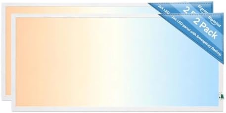 2X4 LED Flat Panel Light with Emergency Battery Backup, 50W 3000K/4000K/5000K, 0-10V Dimmable, 6500 Lumens, Backlit Drop Ceiling Panel, 100-277V, UL Listed, Built-in Backup – 2 Pack by fliptoled