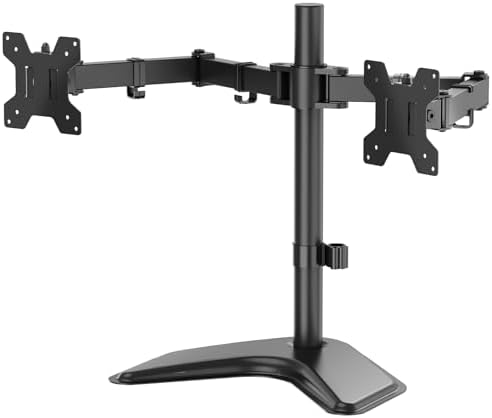 WALI Free Standing Dual Monitor Stand for 13-27 inch Screens,22 lbs per Arm by WALI