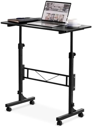 Small Standing Desk Adjustable Height,Mobile Stand Up Desk with Wheels by Amztabler