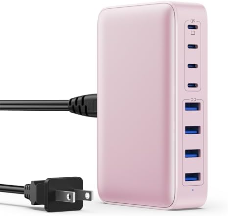 USB C Charger 200W USB C Charger Block,Upgraded GaN III 8-Port Fast Charging Station Hub,PD 65W Laptop Charging Adapter Compatible with MacBook Pro/Air,DELL,Steam Deck,iPhone 16/15/14,Galaxy S23/22 by GKUTW
