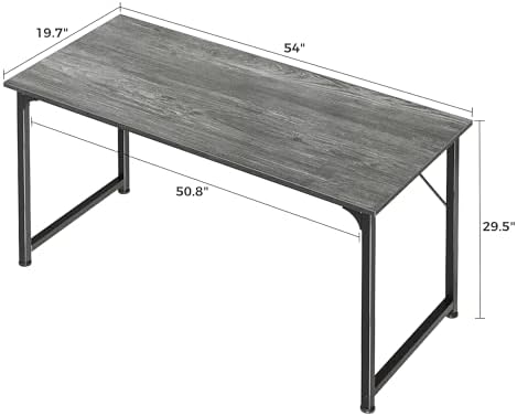 Huuger Modern Simple Office Desk, 55 Inch, Gaming & Work Desk with Storage, Large Legroom, Metal Frame, Grey - Image 3