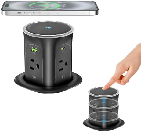 Motorized Pop Up Countertop Outlet with 45W USB C Charging Station by HEZI
