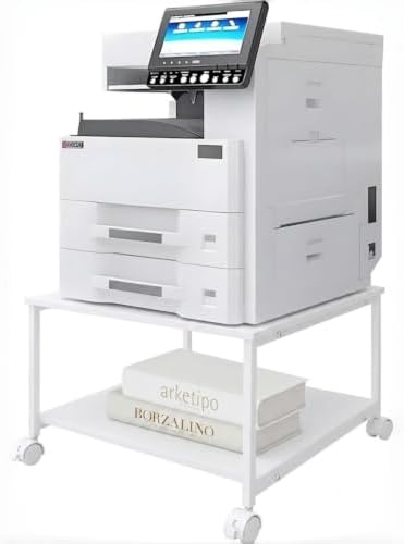 2-Tier Under Desk Printer Stand, 19.5" x 19.5" Large Rolling Printer Cart by eMeritDirect