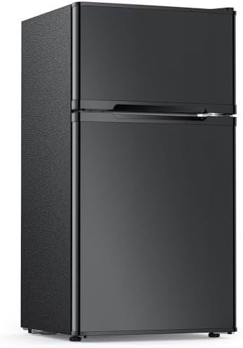 Electactic 2.5 Cu.Ft Double Door Mini Fridge with Freezer, Black Compact Refrigerator for Dorm Office Apartment by Electactic