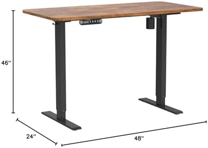 farexon 48x24 Inch Electric Standing Desk with Wheels, Brown - Image 3