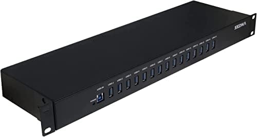 SEDNA - 15 Port USB 3.1 Gen I Hub ( 5Gbps ) - 19 Inch 1U Rack Mount ( 5V10A AC/DC Adapter ), Black by Sedna