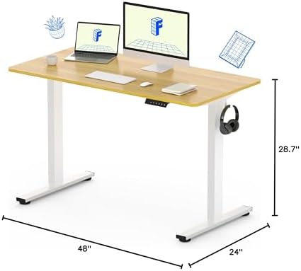 FLEXISPOT EN1 48"x24" One-Piece Standing Desk, Maple - Image 3