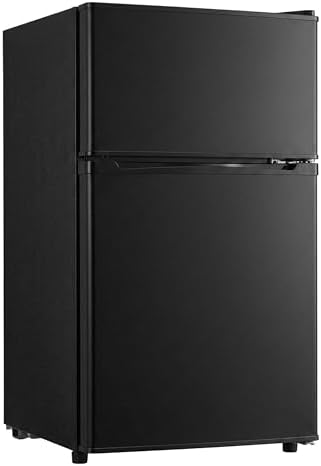 3.5 Cu.Ft Mini Fridge with Freezer, 2-Door Compact Refrigerator for Dorm/Office/Bedroom, Energy Efficient & Quiet, Black by WINRIZZ