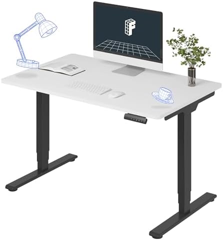 FLEXISPOT E6 3-Stage Dual Motor Electric Standing Desk 48 x 30 Sit Stand Up Desk, Holds 220 lbs, Adjustable Height w/Memory Presets, One-Piece White Desktop & Black Frame, Ships in 2 Boxes by Unknown