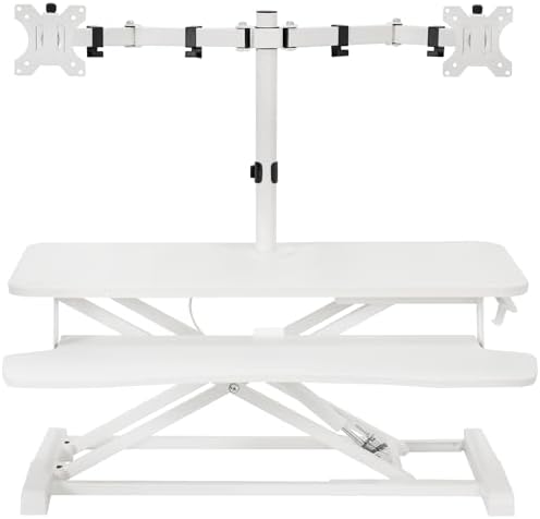 VIVO White 32 in Standing Desk Converter with Monitor Stand, DESK-V000K-M2W by VIVO