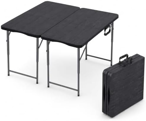 2 PACK of 4 Feet Foldable Table Adjustable Height with Built in Handle, Steel Legs | 4FT Heavy Duty Portable | Perfect for Party Dining Wedding Events Picnic Indoor Outdoor Camping Folding - 4 Foot by OurModernSpace