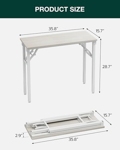 Frylr Small Folding Computer Desk – Portable 35.8 Inch Foldable Laptop Table, Collapsible and Compact for Easy Storage and Fast Setup, Lightweight for Small Spaces, Craft and Study Use, White Ash - Image 2