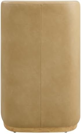 CHITA Rolling Dining Chair on Casters Set of 2, Faux Leather in Tan - Image 5