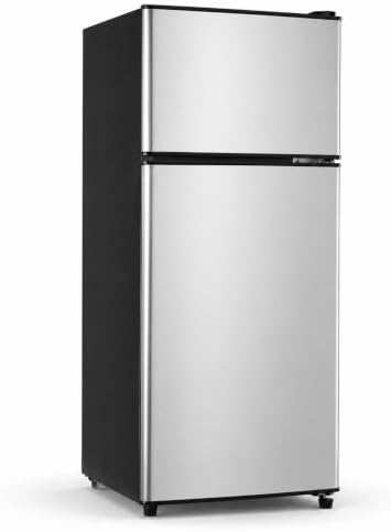4.5 Cu.Ft Mini Fridge with Freezer, 2-Door Compact Refrigerator for Dorm/Office/Bedroom, Energy Efficient & Quiet, Silver by WINRIZZ