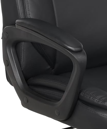 Amazon Basics Classic Puresoft PU Padded Mid-Back Office Desk Chair with Armrest, Easy Assembly, Sturdy Metal Base, Wheels, 275lb Support, 26"D x 23.75"W x 42"H, Black - Image 6