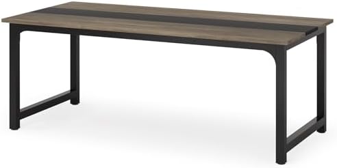 Tribesigns 70.8” Executive Desk, Large Office Computer Desk with Thicken Frame, Modern Simple Workstation Business Furniture for Home Office, Vintage Grey/Black - Image 6