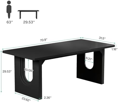 Tribesigns Modern Executive Desk, 70.9" Large Office Computer Desk, Conference Table Meeting Room Table, Simple Workstation Business Furniture for Home Office - Image 2